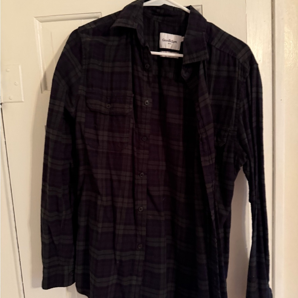 Goodfellow & Co Green and Black Checkered Shirt